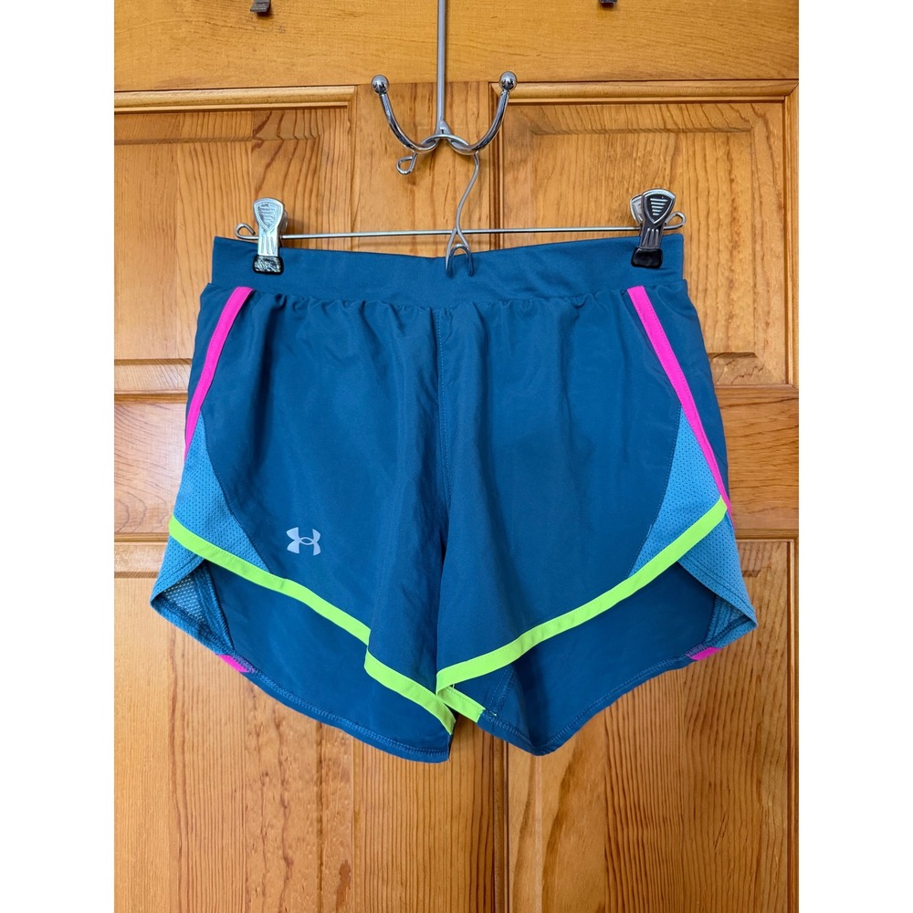 Under Armour HeatGear Fly By Running Shorts Womens XS Teal Pink Neon Yellow